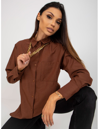 Brown Long Sleeve Oversized Oversized Shirt  