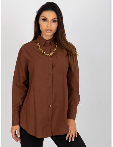 Brown Long Sleeve Oversized Oversized Shirt  