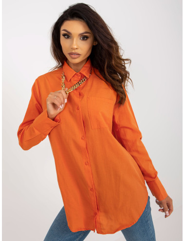 Orange oversized shirt with detachable chain 