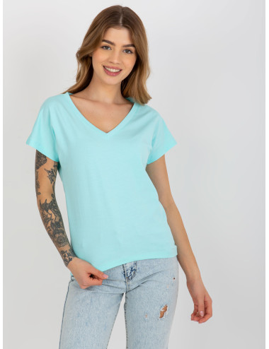 Light blue classic V-neck basic t-shirt 