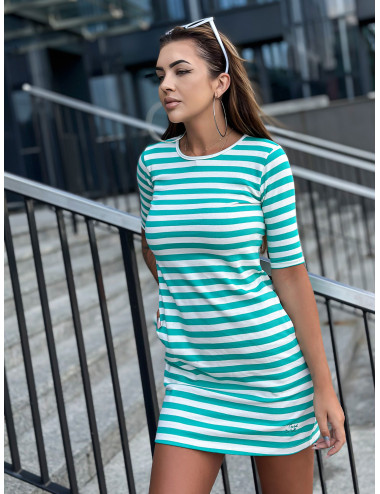 Mayflies white and green casual cotton dress 