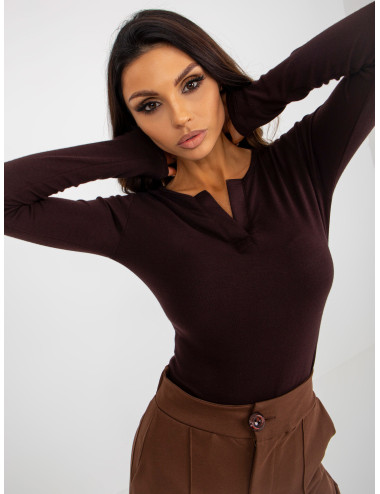 Dark brown fitted blouse for casual viscose 