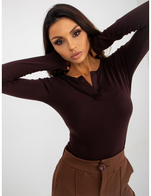 Dark brown fitted blouse for casual viscose 