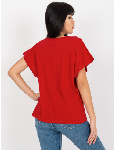 Red T-shirt with V-neck MAYFLIES 