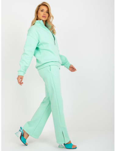 Mint three-piece sweatshirt set with zipper 