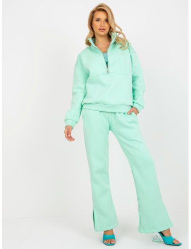 Mint three-piece sweatshirt set with zipper 