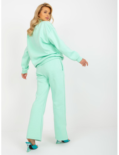 Mint three-piece sweatshirt set with zipper 