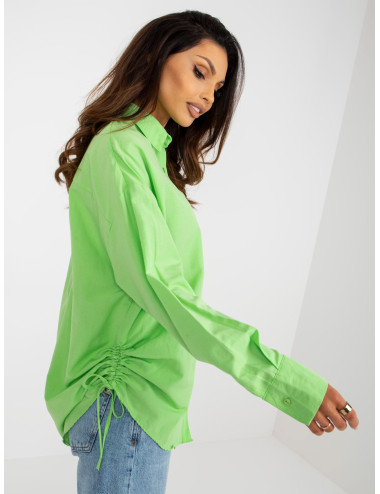 Light green women's classic shirt with welts 