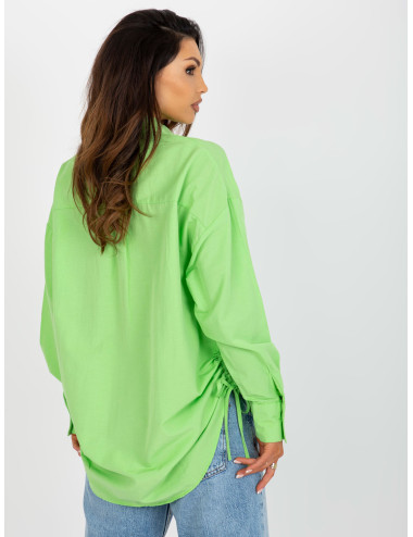 Light green women's classic shirt with welts 