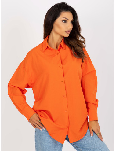 Orange loose classic shirt with welts 
