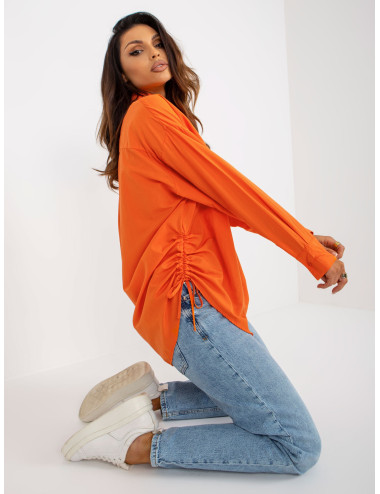 Orange loose classic shirt with welts 