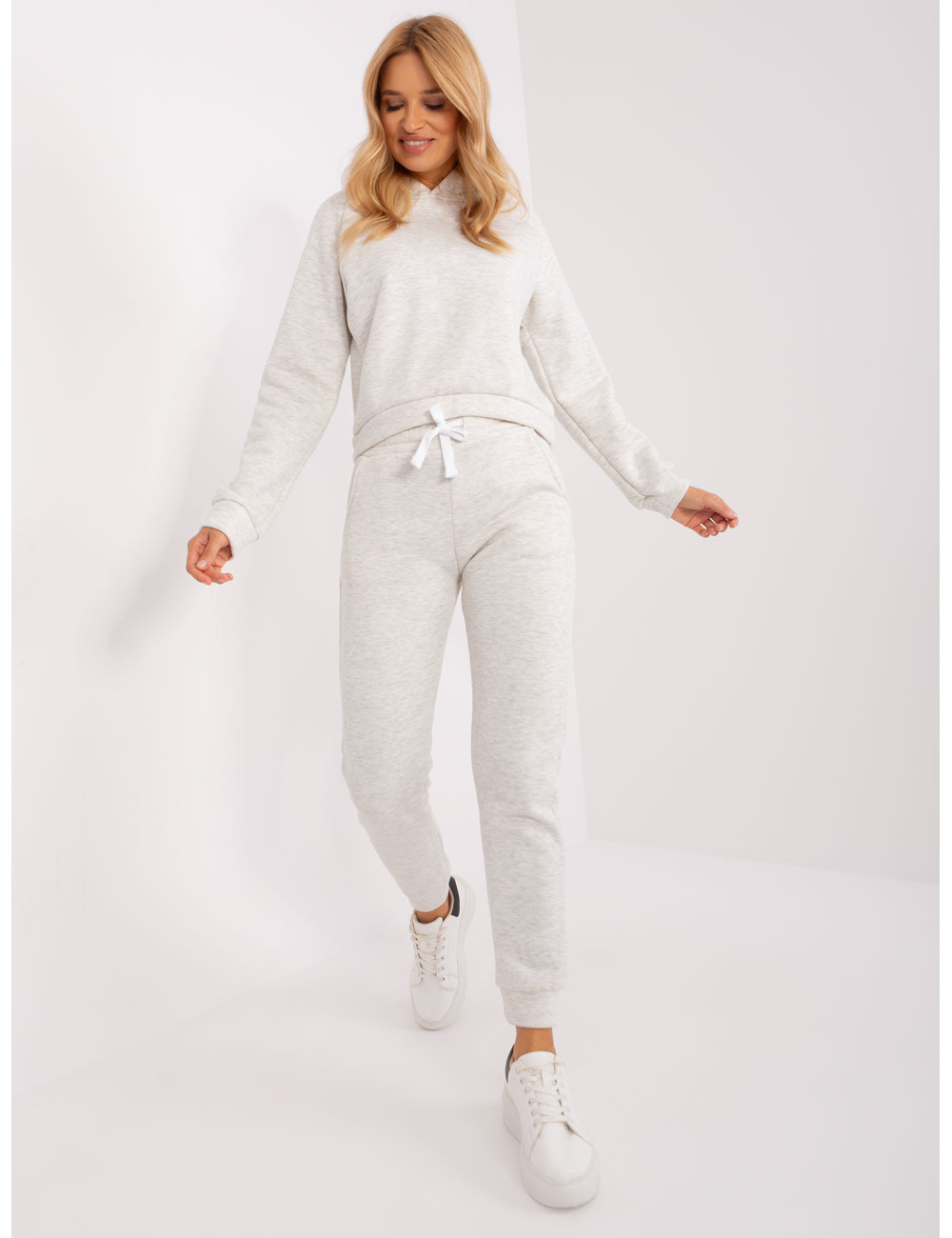 Light grey melange basic tracksuit 