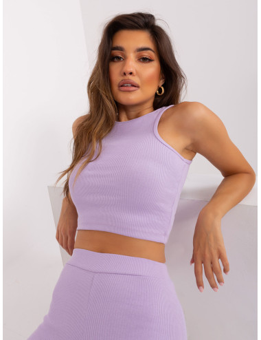 Light purple cotton casual set 
