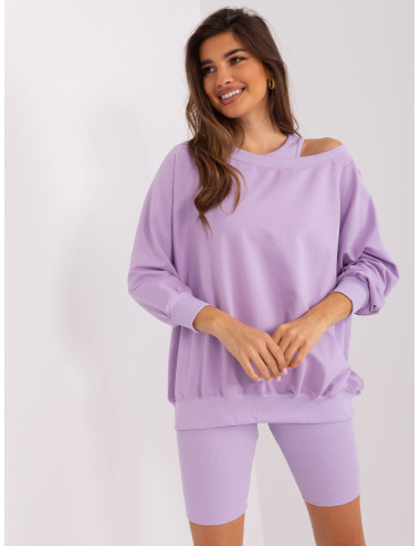 Light purple cotton casual set 