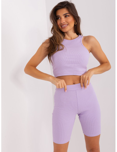 Light purple cotton casual set 