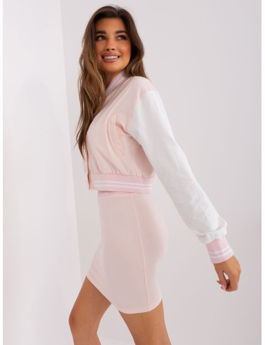 Light pink casual set with sweatshirt and skirt 