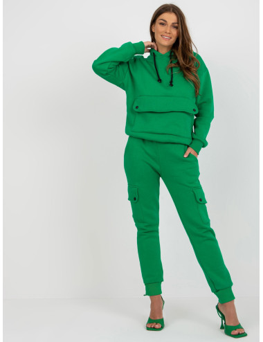 Green women's sweatshirt set with cargo pants 