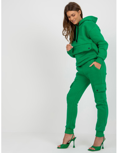 Green women's sweatshirt set with cargo pants 