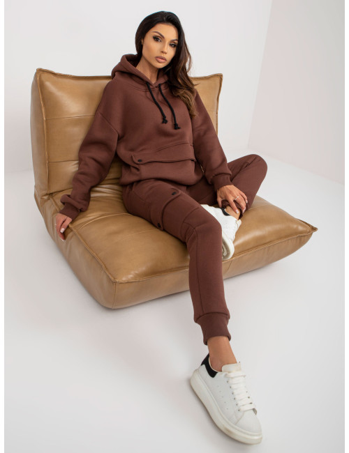 Dark brown women's sweatshirt sweatshirt with oversized sweatshirt 