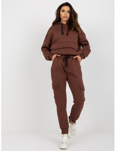 Dark brown women's sweatshirt sweatshirt with oversized sweatshirt 