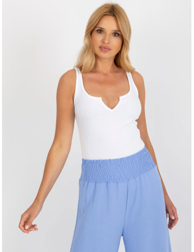 White cotton basic sleeveless top  