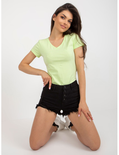 Lime classic basic T-shirt with V-neck 