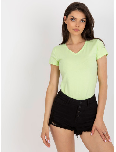 Lime classic basic T-shirt with V-neck 