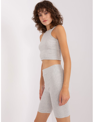 Light grey melange three-piece set with top 