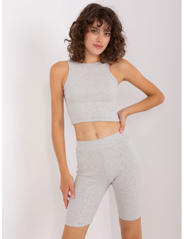 Light grey melange three-piece set with top 