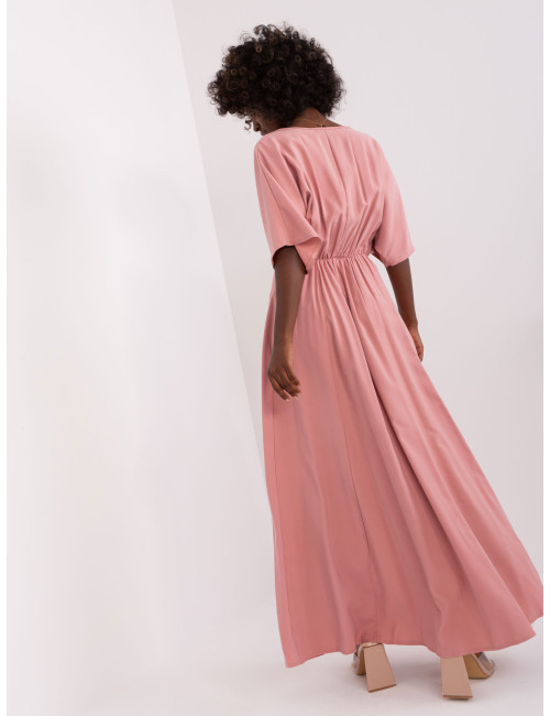 Dirty pink long dress with tie ZALUNA 