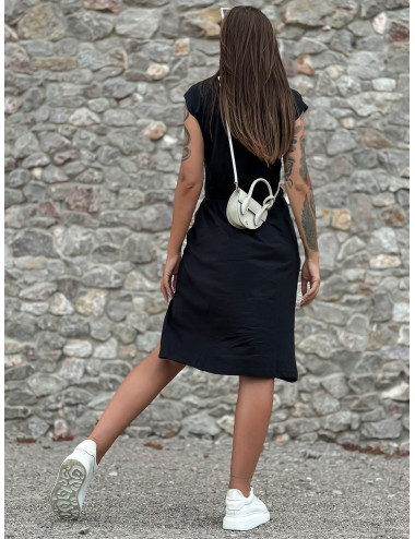 MAYFLIES Black Cotton Short Sleeve Casual Dress 