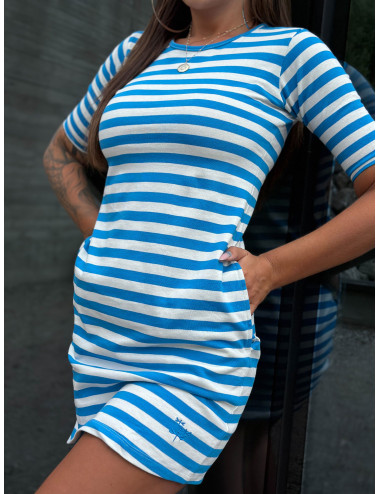 Mayflies white and blue striped casual dress 