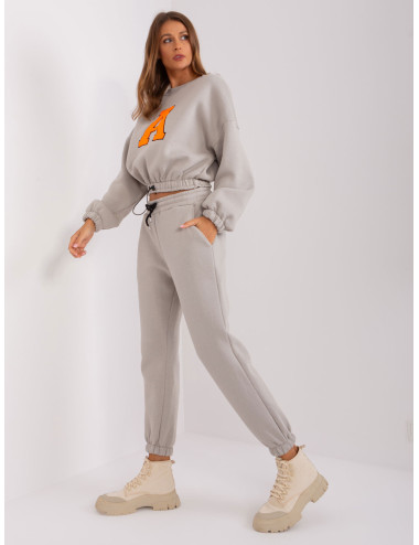 Grey-fluo orange two-piece tracksuit set 