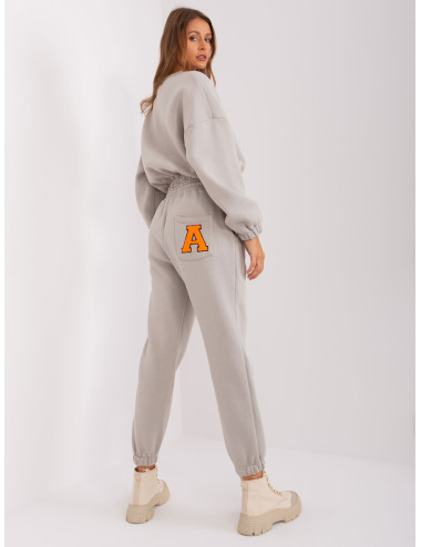 Grey-fluo orange two-piece tracksuit set 