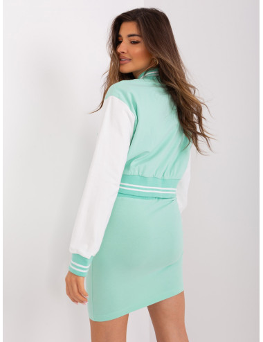 Mint casual set with bomber jacket   