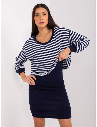 Navy and white basic set with striped dress 