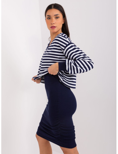 Navy and white basic set with striped dress 