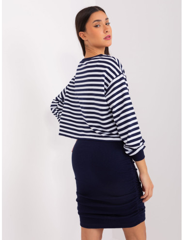 Navy and white basic set with striped dress 