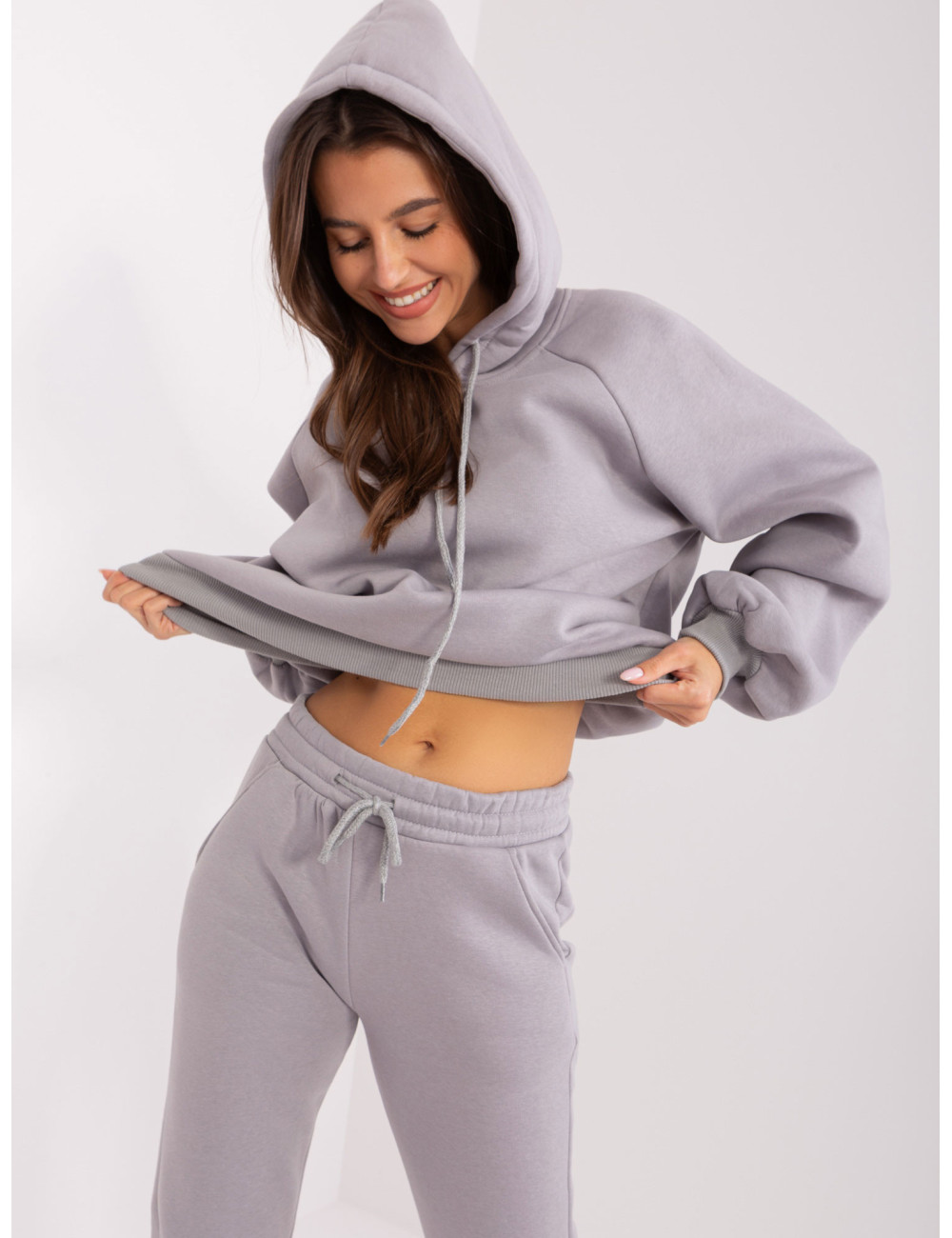 Grey basic tracksuit set with trousers  