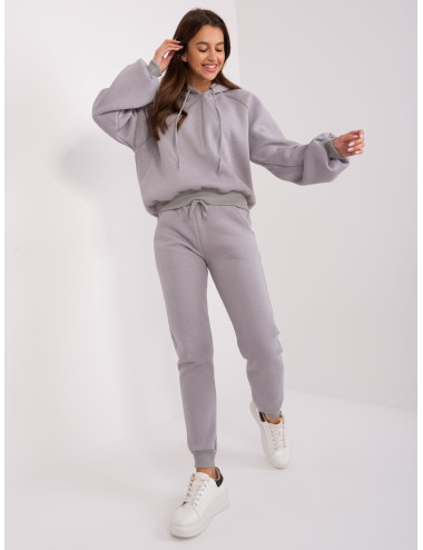 Grey basic tracksuit set with trousers  