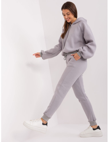 Grey basic tracksuit set with trousers  