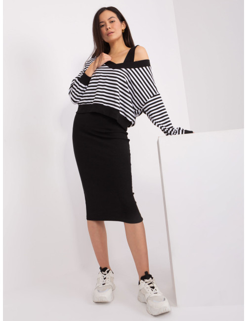 Black and white basic set with midi dress 