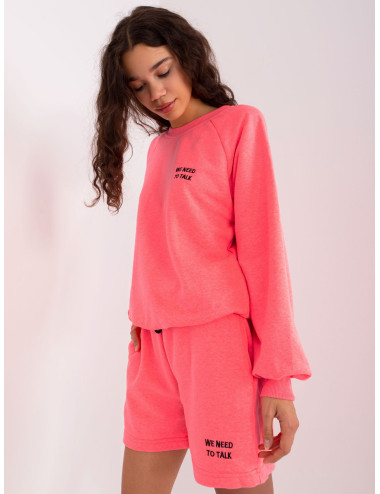 Fluo pink tracksuit set with oversize sweatshirt  