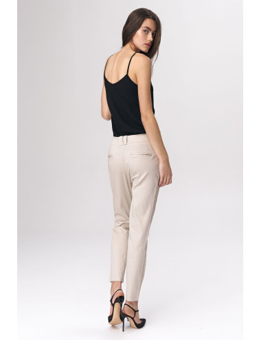 Pantalon beige ajusté pour femme 