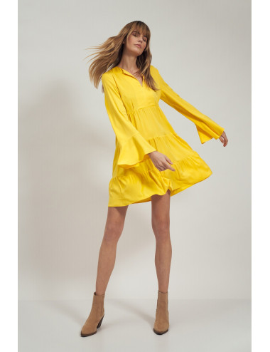 Robe en viscose à volant jaune 