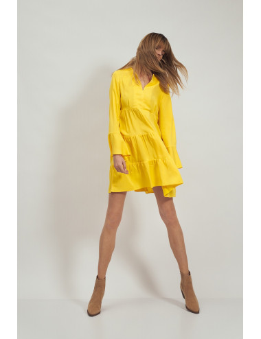 Robe en viscose à volant jaune 